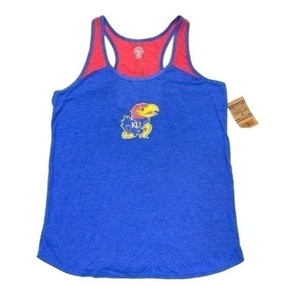 KU Jayhawks Tank Top Size XL Royal blue red racerback Kansas University sporty - Picture 1 of 8